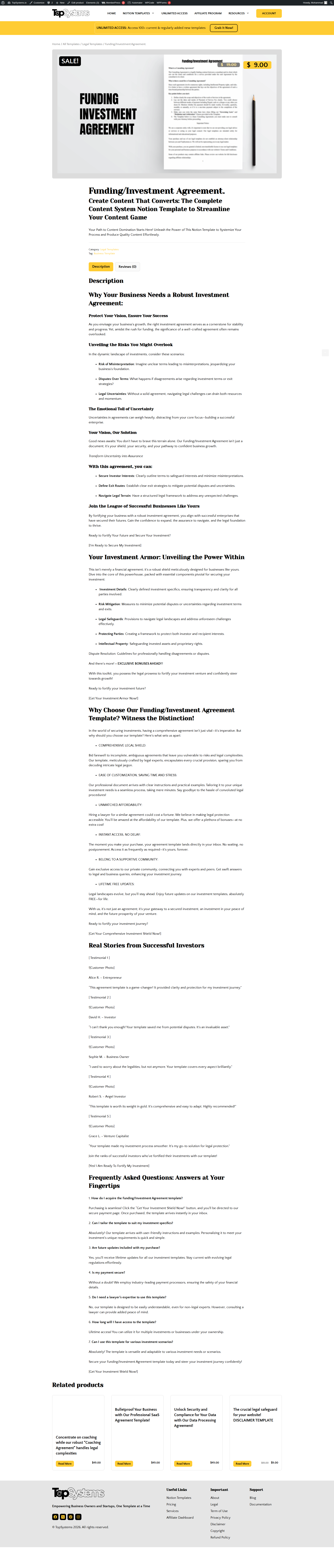 Funding/Investment Agreement.