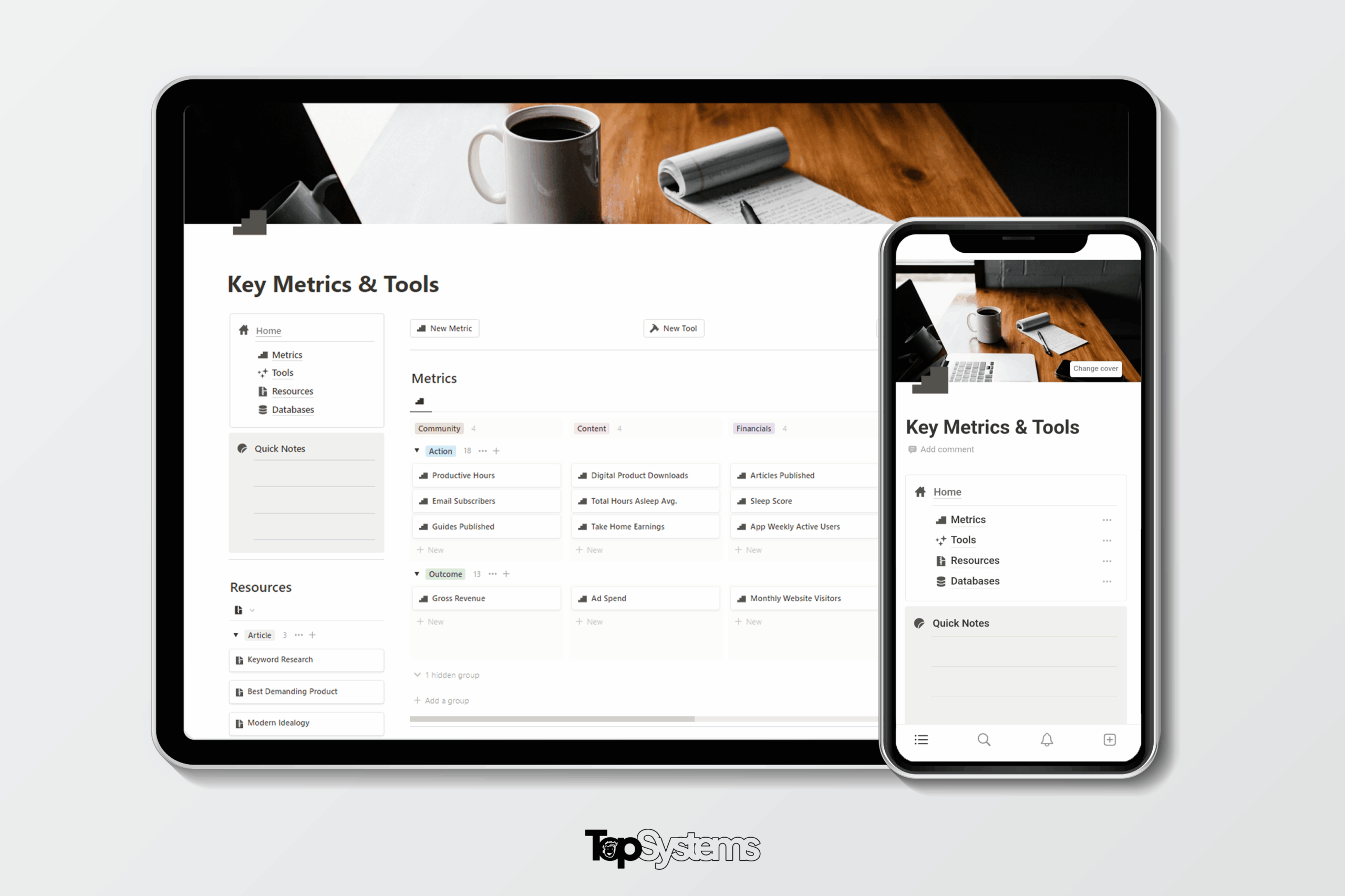 Key Metrics & Tools Notion Template